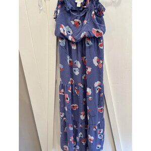 S Blue Ruffle Maxi Dress